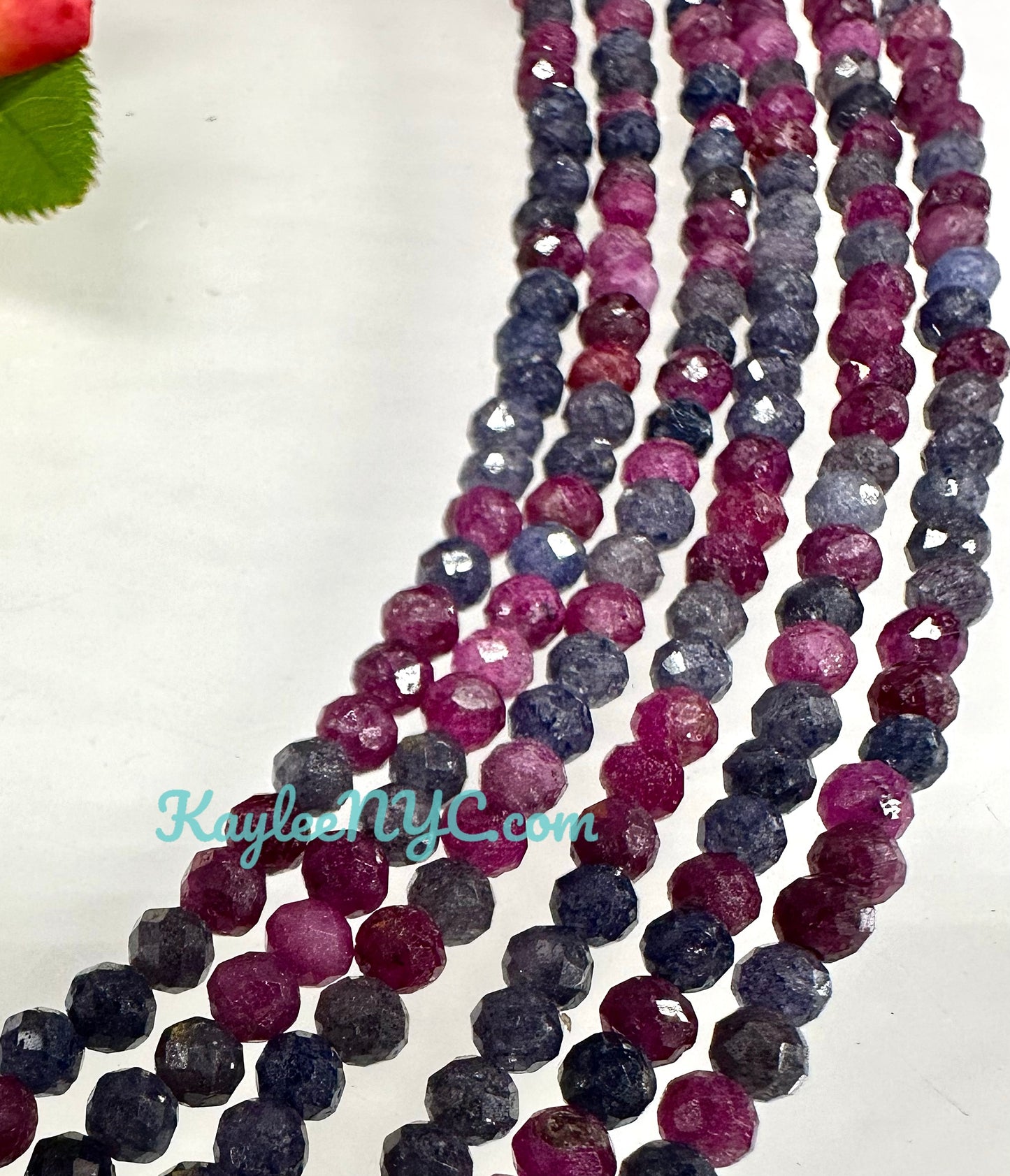 6 PCs 3mm Natural Ruby & Sapphire Necklaces