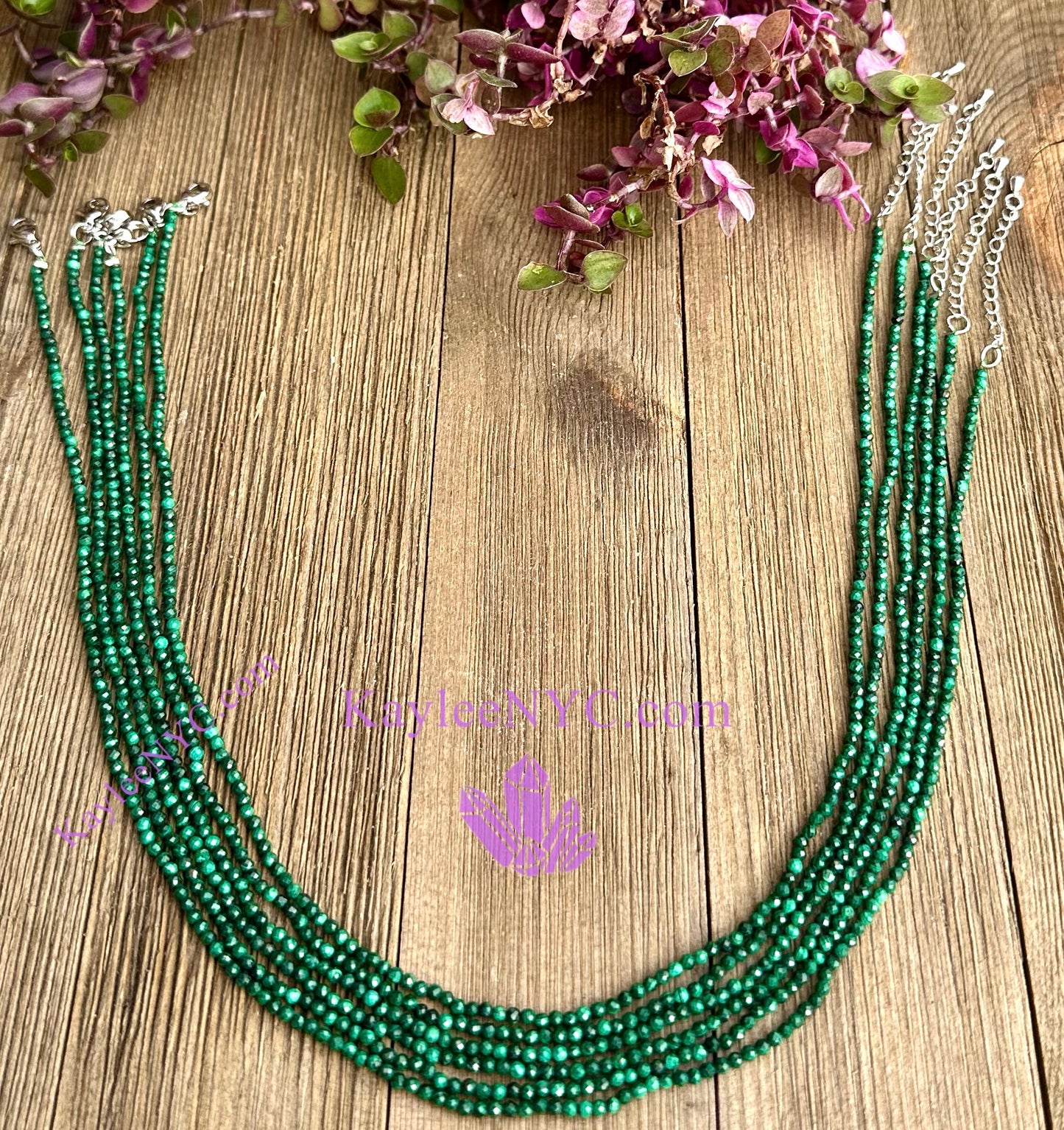 6 PCs 2mm Natural Malachite Necklaces