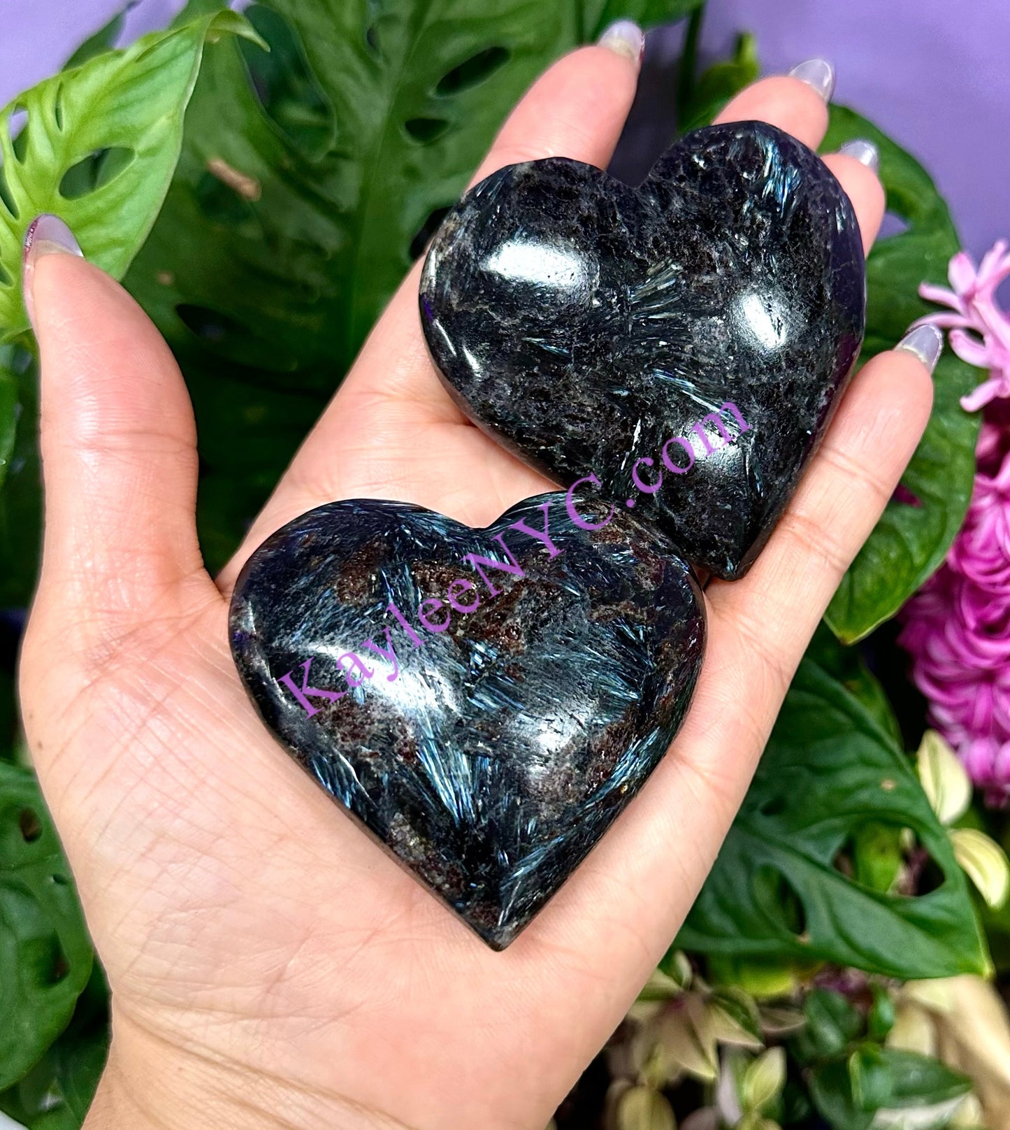 Wholesale 2 Lb Lot Natural Astrophyllite Heart Crystal Energy