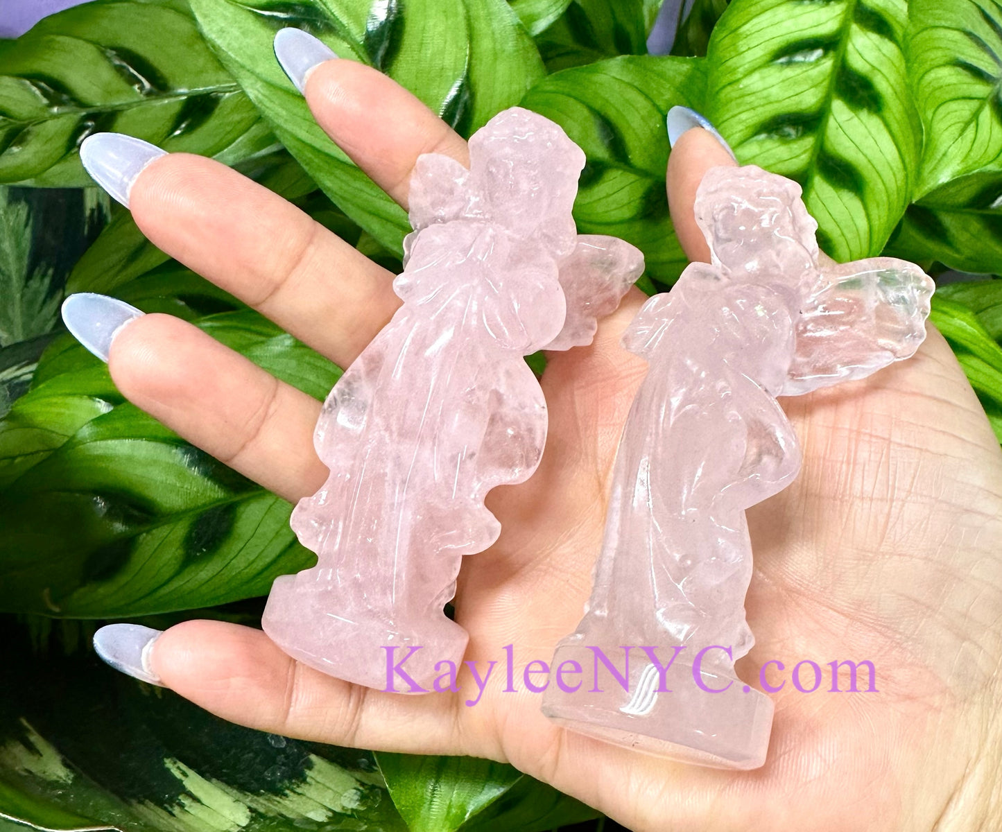 4 pcs 9cm Natural Rose Quartz Crystal Angel