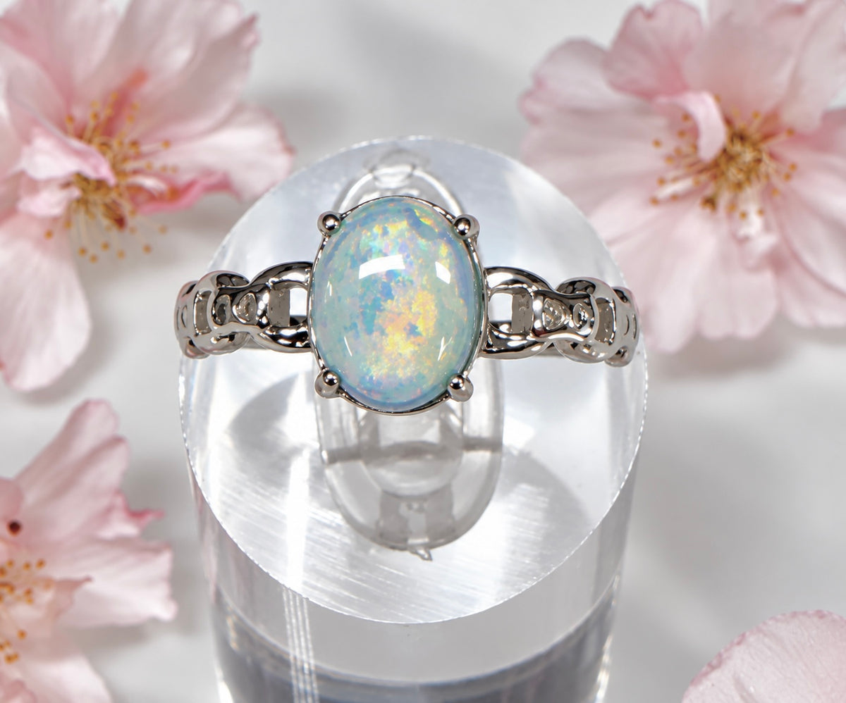 Wholesale Lot 7 pcs Natural Opal Stainless Steel Ring 7x9mm