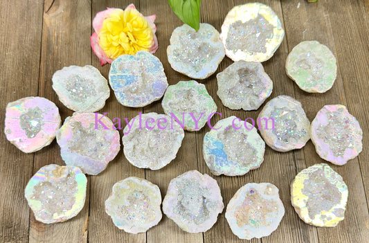 Wholesale Lot 2 Lb Angel Aura White Druzy Quartz Geode Crystal Healing Energy