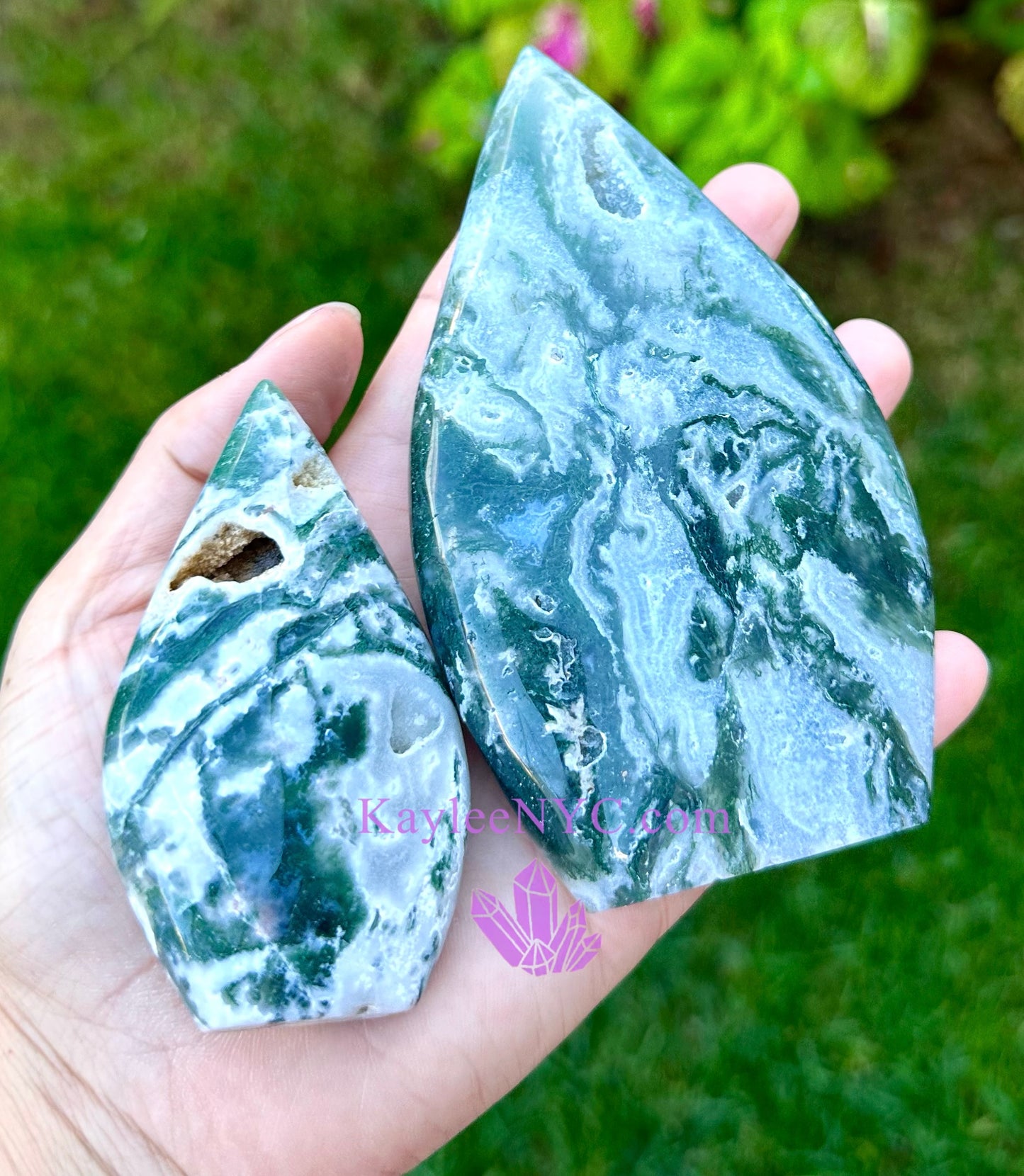 Wholesale Lot 2 lbs Natural Moss Agate Freeform Crystal Polished