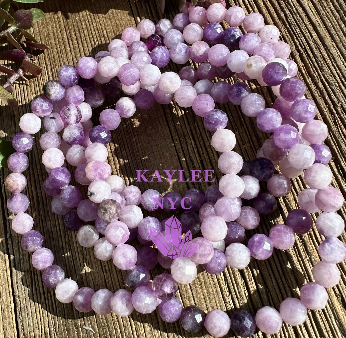 6 PCs Natural Faceted Lepidolite 6mm 7.5” Stretch Bracelet