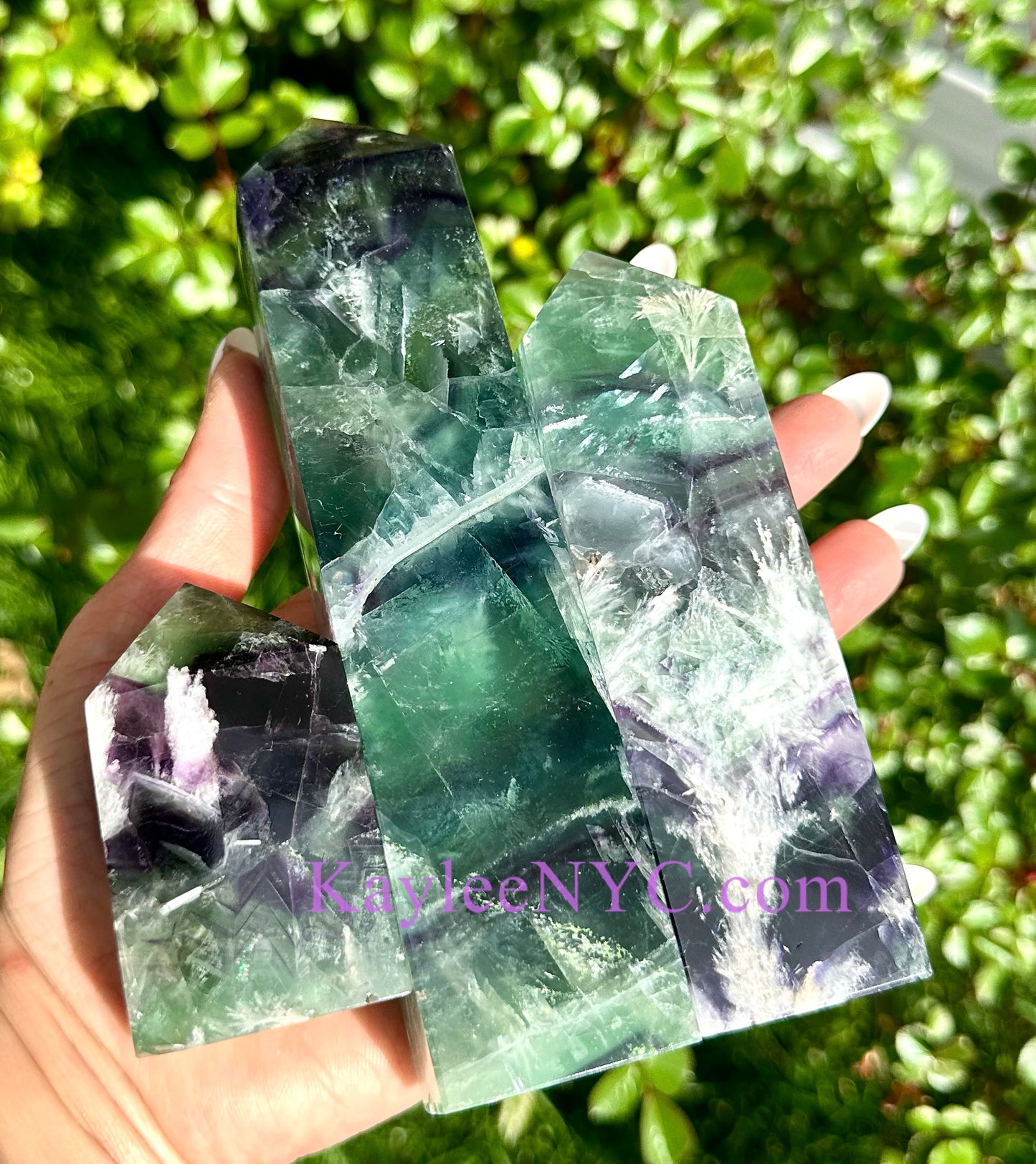 5 PCs Natural Feather Fluorite obelisk Tower Point Crystal