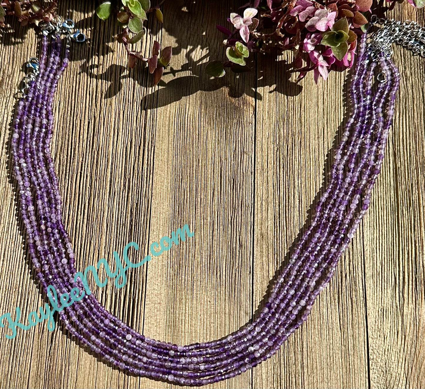 6 PCs 2mm Natural Amethyst Necklaces