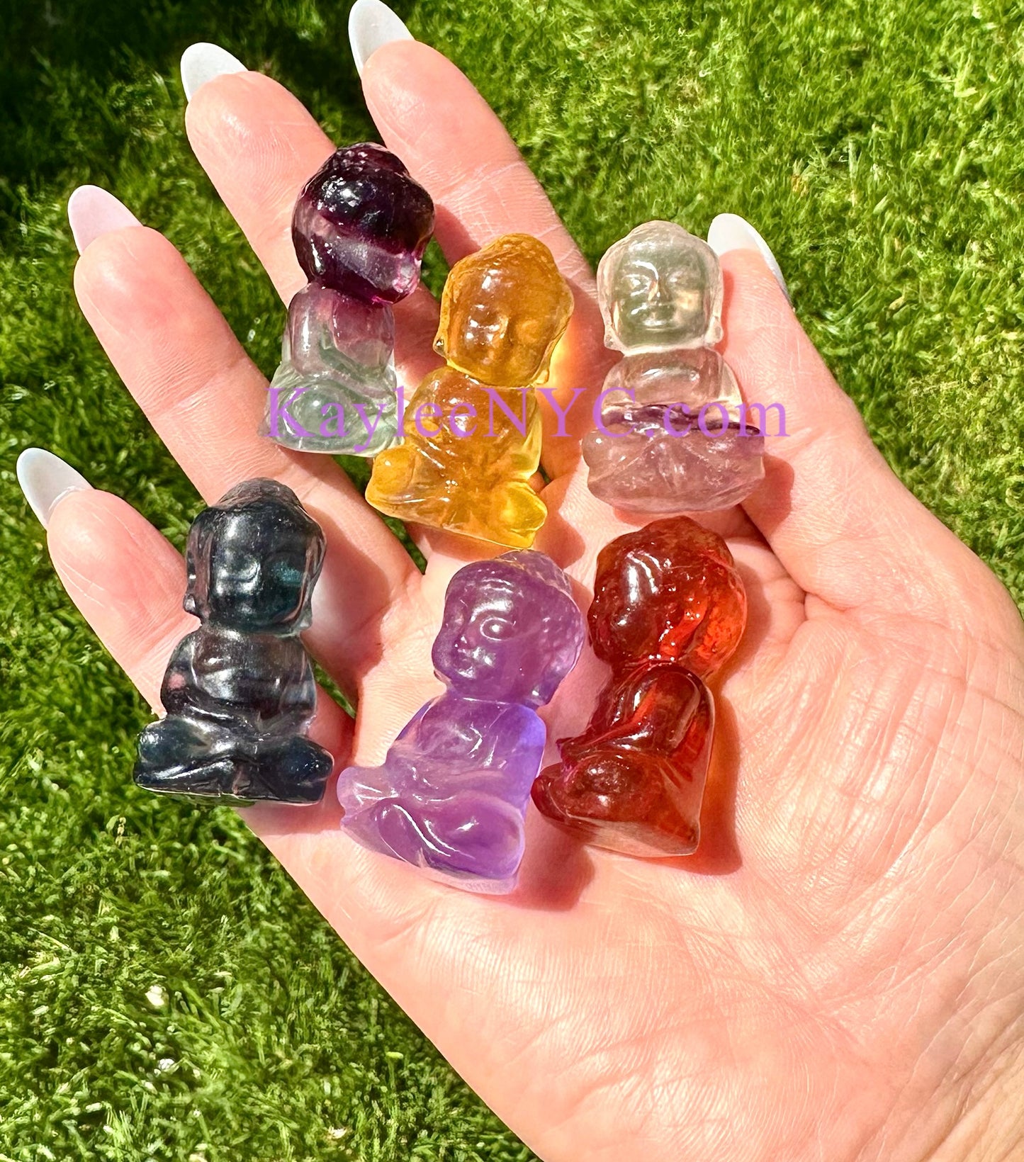 6 PCs 4cm Natural Candy Fluorite Guanyin Crystal