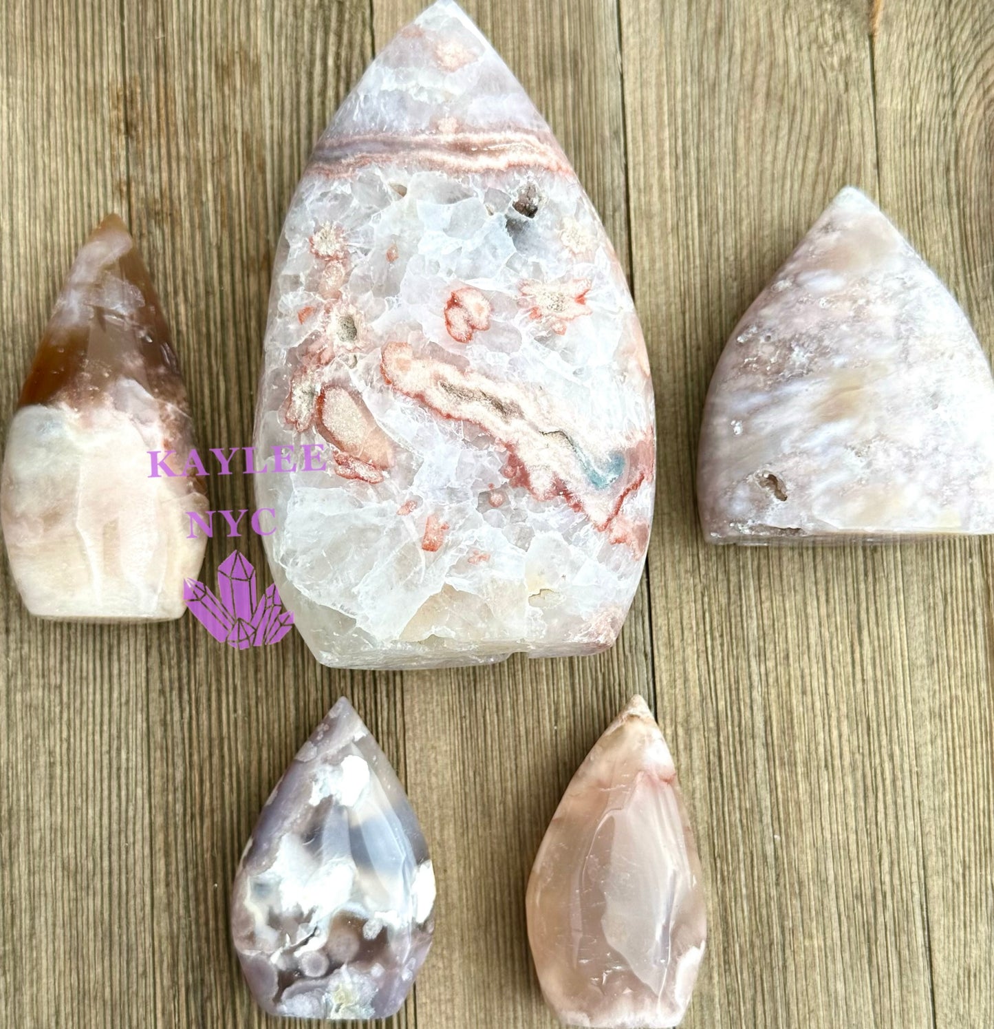 5-7 PCs Natural Pink Amethyst w Flower Agate Freeform