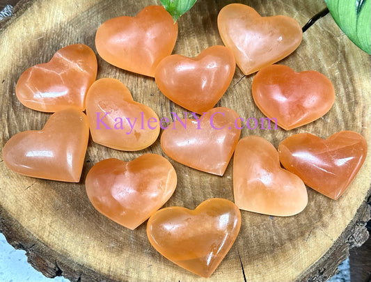 Wholesale Lot 12 pcs Natural Peach Selenite aka Satin Spar Heart Healing Energy