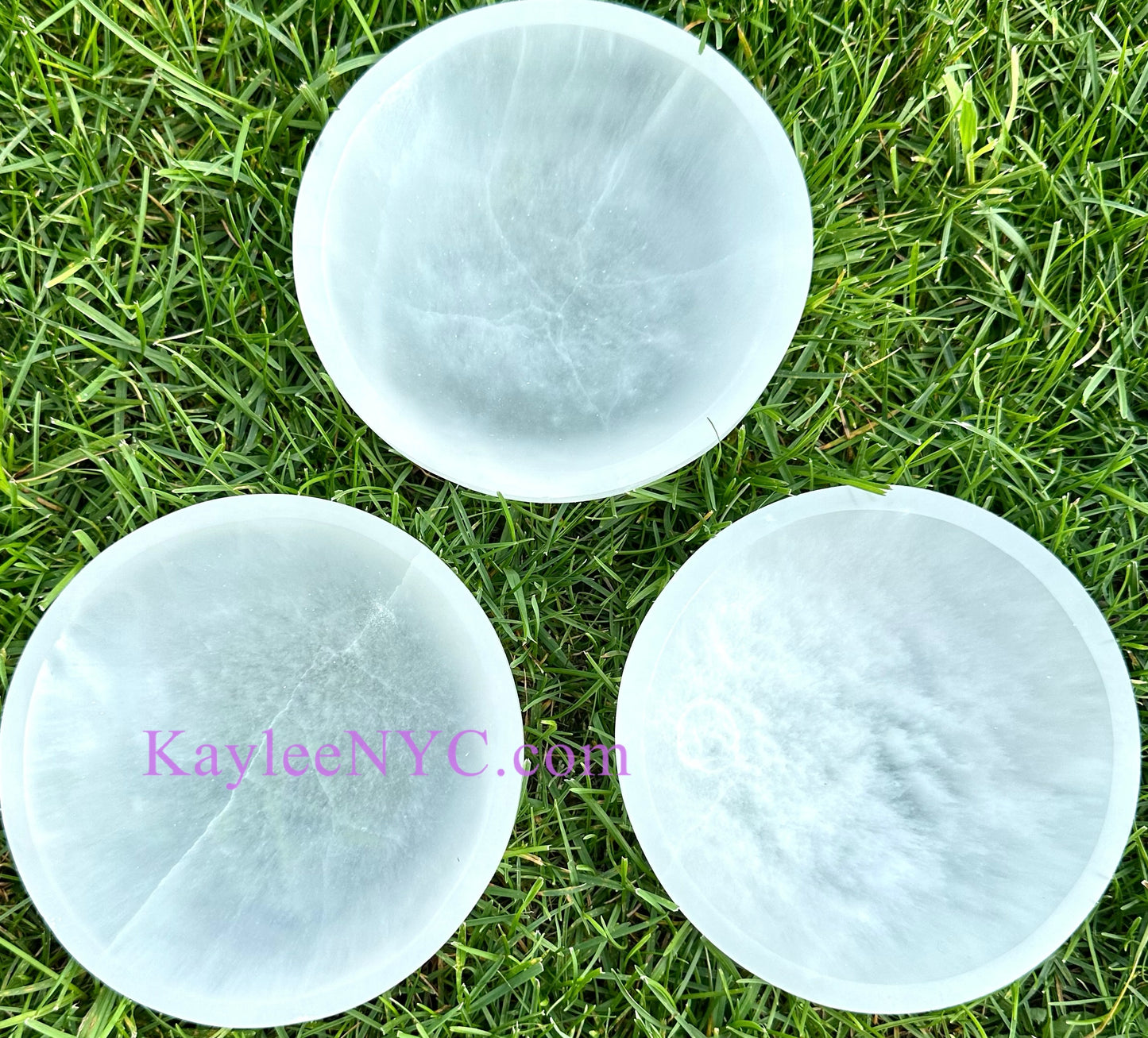 3 PCs large Natural Selenite aka Satin Spar Bowl