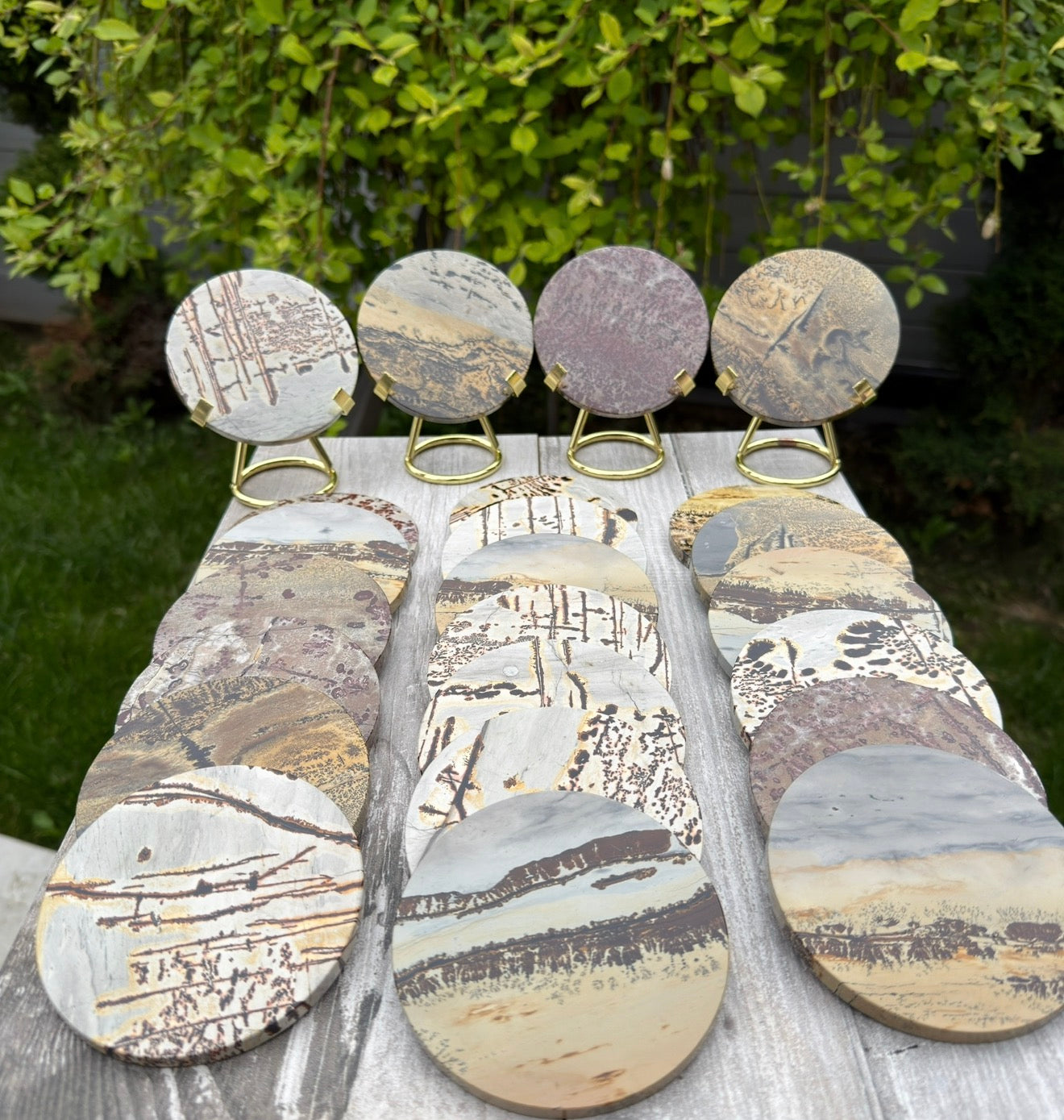 Wholesale Lot 4 pcs Natural Picture Jasper Slab with stand Crystal Healing Energy