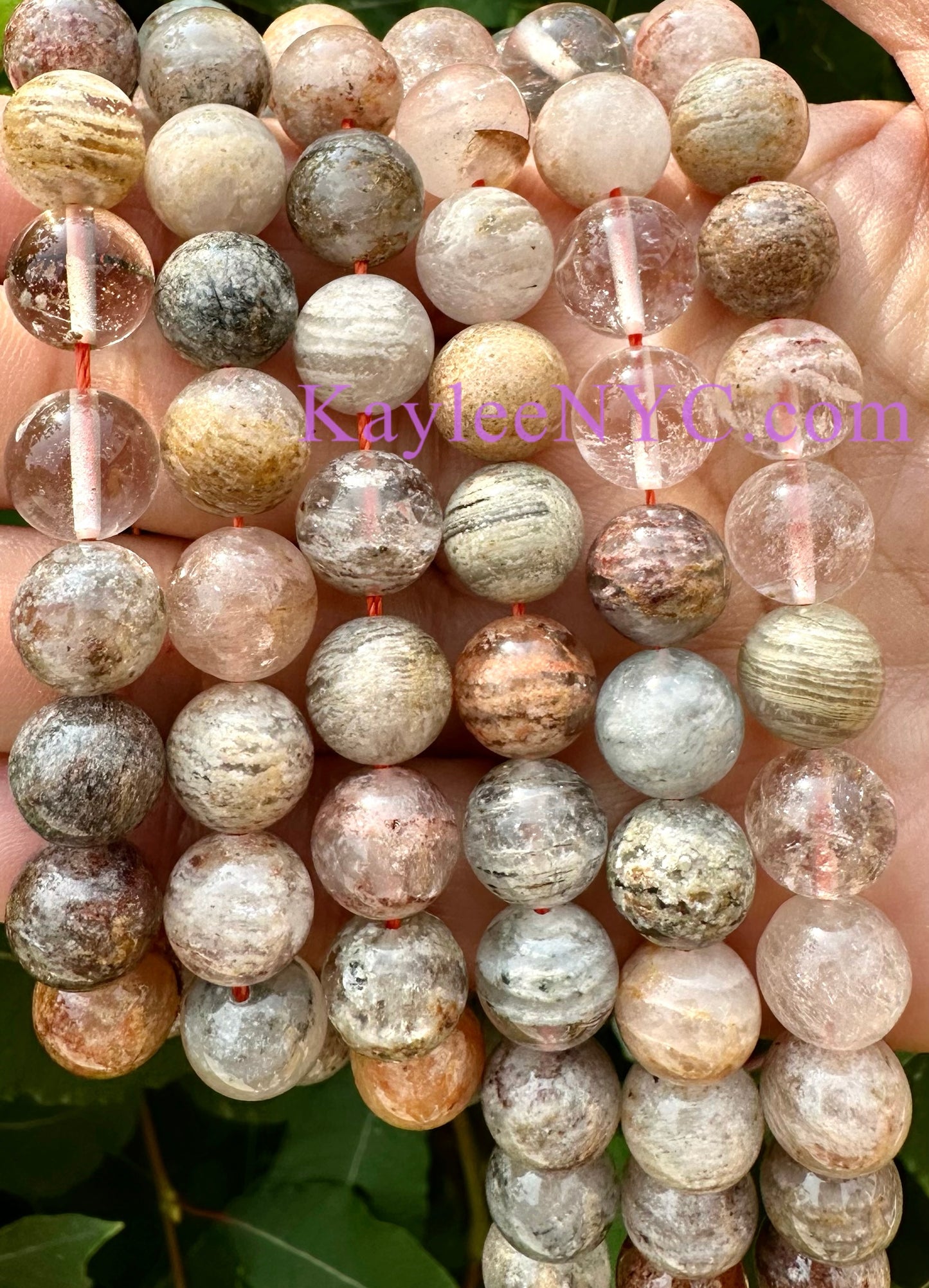 3 strands 10mm Natural Thousand Layer Phantom Quartz Beads