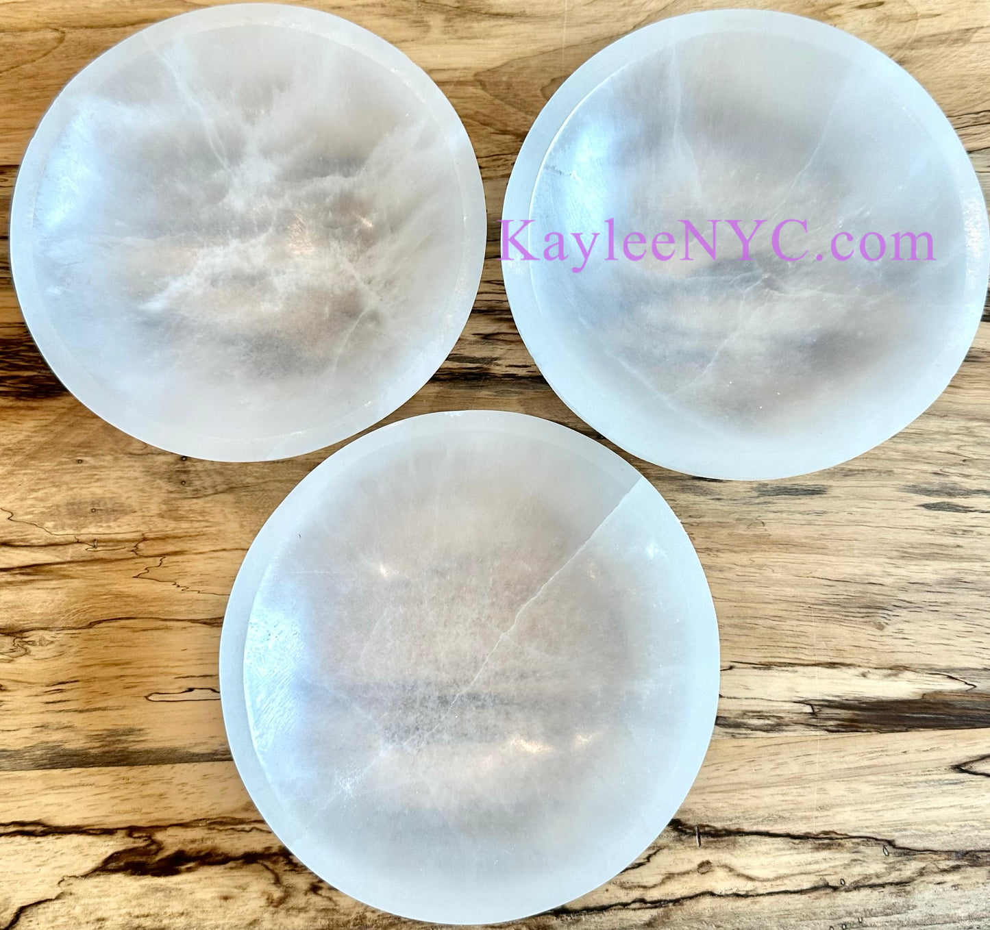 3 PCs large Natural Selenite aka Satin Spar Bowl