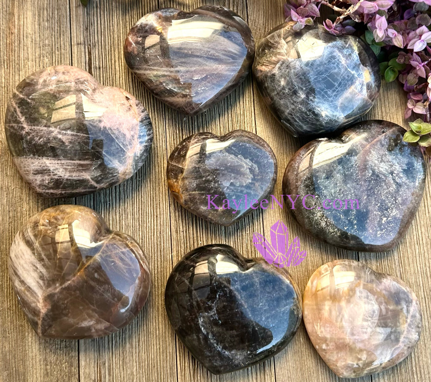 Wholesale Lot 3 lbs Natural Black Moonstone Crystal Heart Healing Energy