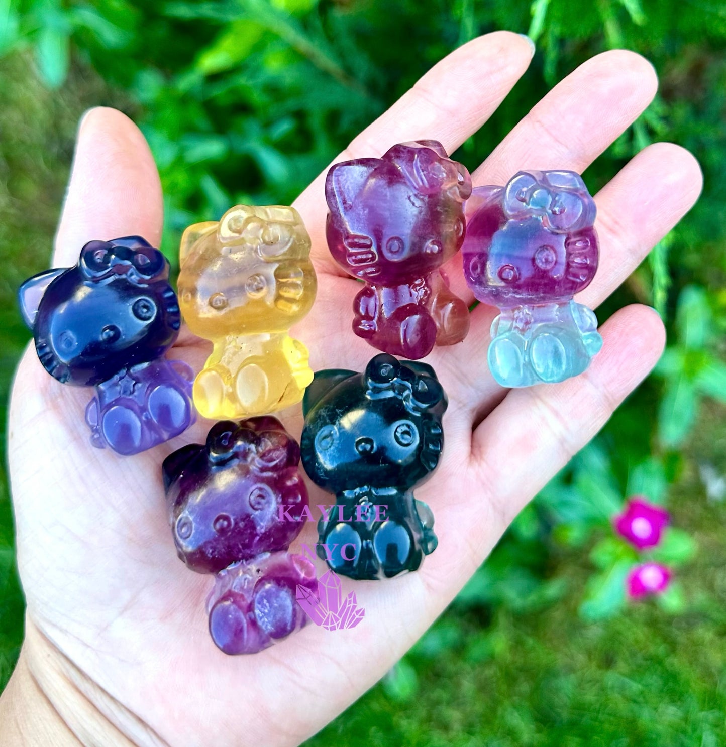 12 PCs 1.5” Natural Candy Fluorite Hello Kitty