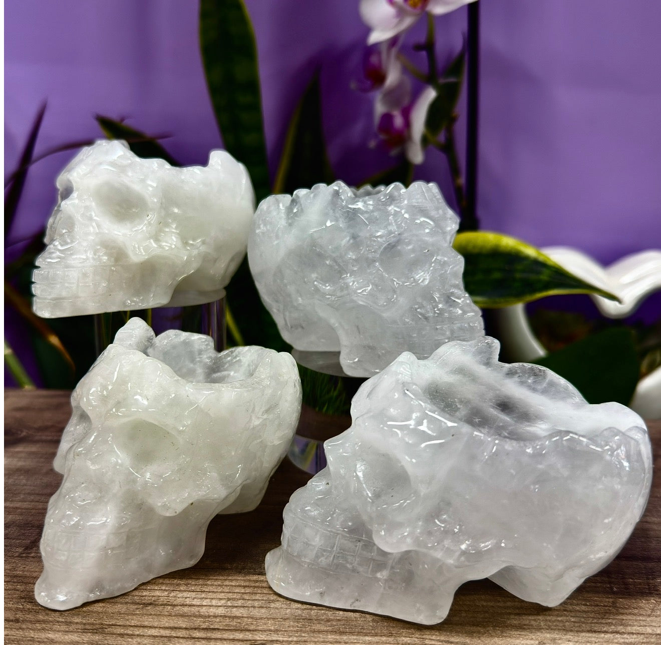 Wholesale lot 4 Pcs Clear Quartz Skull Bowl Natural Crystal healing energy