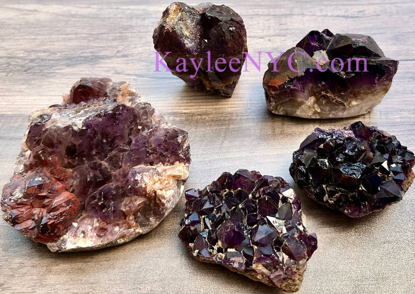 4-5 pcs Natural Alien Amethyst Mineral Specimen aka Hematite Included Amethyst