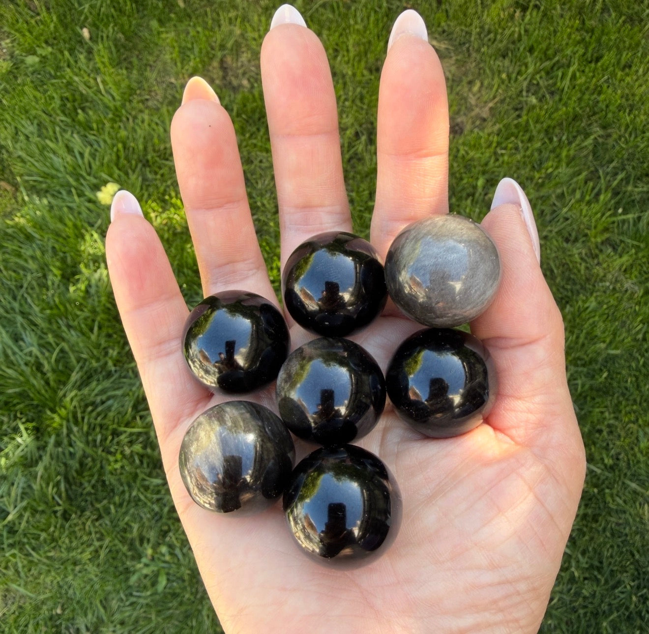 Wholesale Lot – 2 lbs Silver Sheen Obsidian Spheres | Natural Volcanic Glass