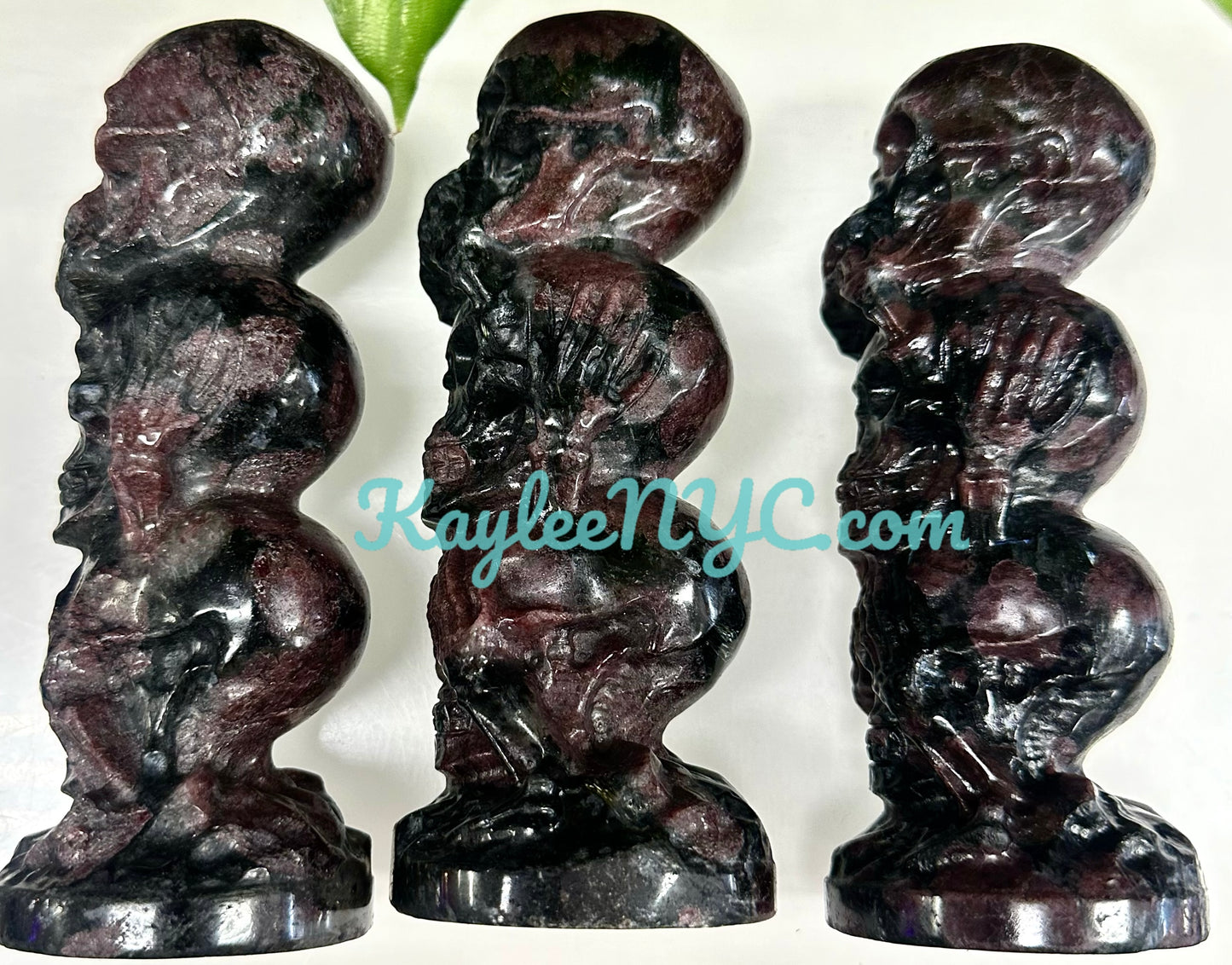 3 PCs 6” Natural Garnet  Crystal Skulls