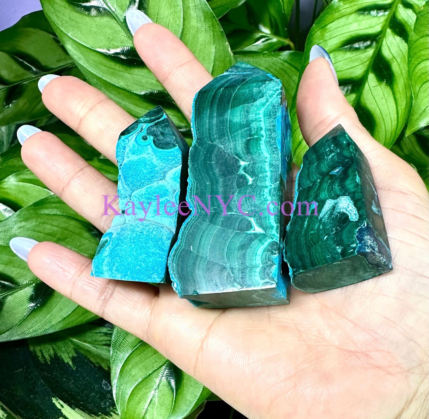 1 lb Natural Chrysocolla Malachite Obelisk Tower