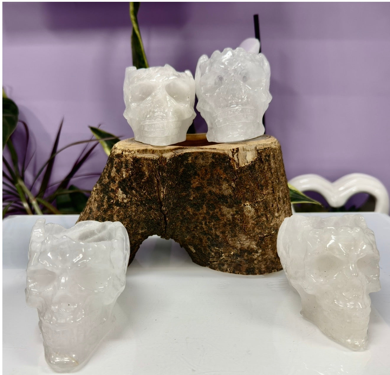 Wholesale lot 4 Pcs Clear Quartz Skull Bowl Natural Crystal healing energy