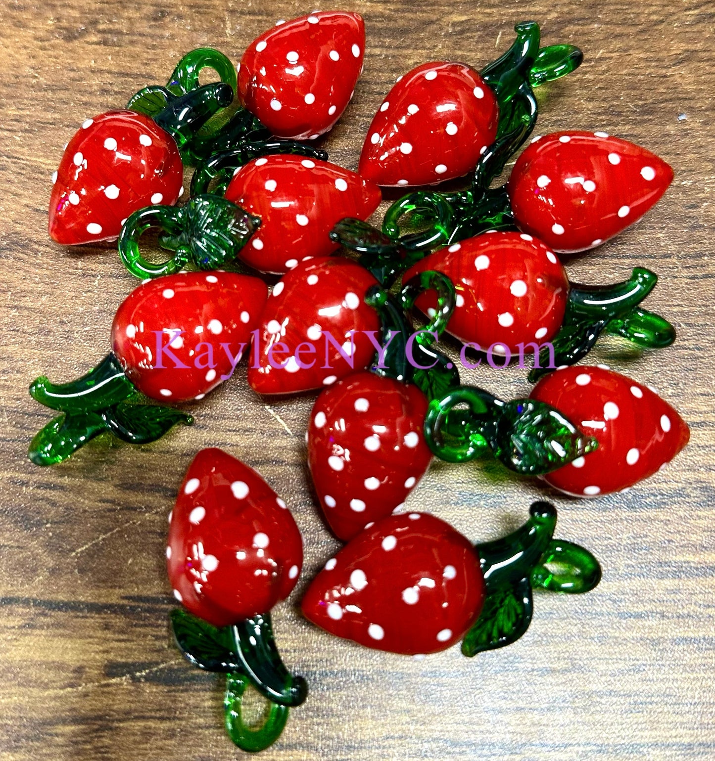 Wholesale Lot 12 Pcs Strawberry Glass Pendant Hand Blown