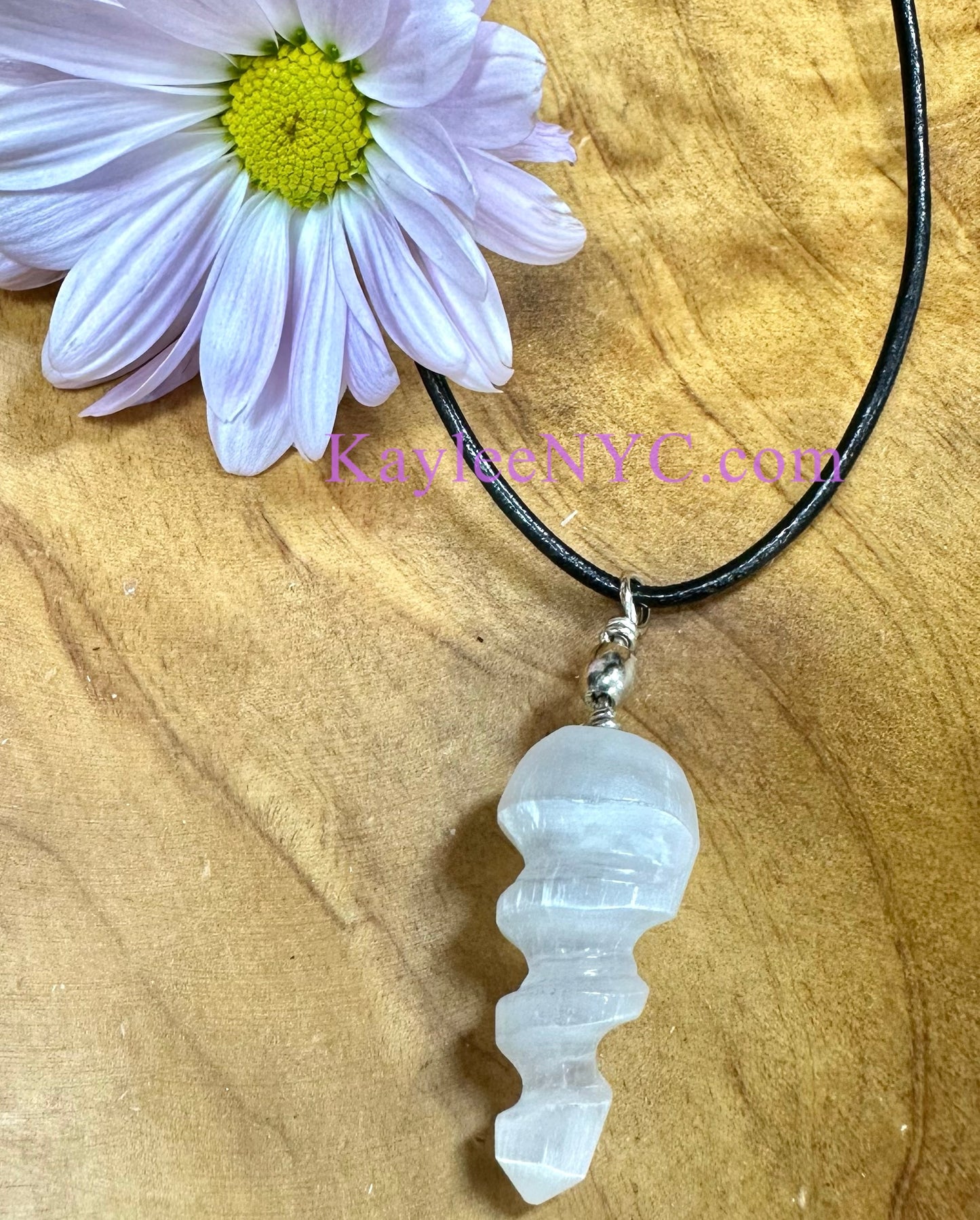 12 PCs Natural Selenite aka Satin Spar Spiral Pendant