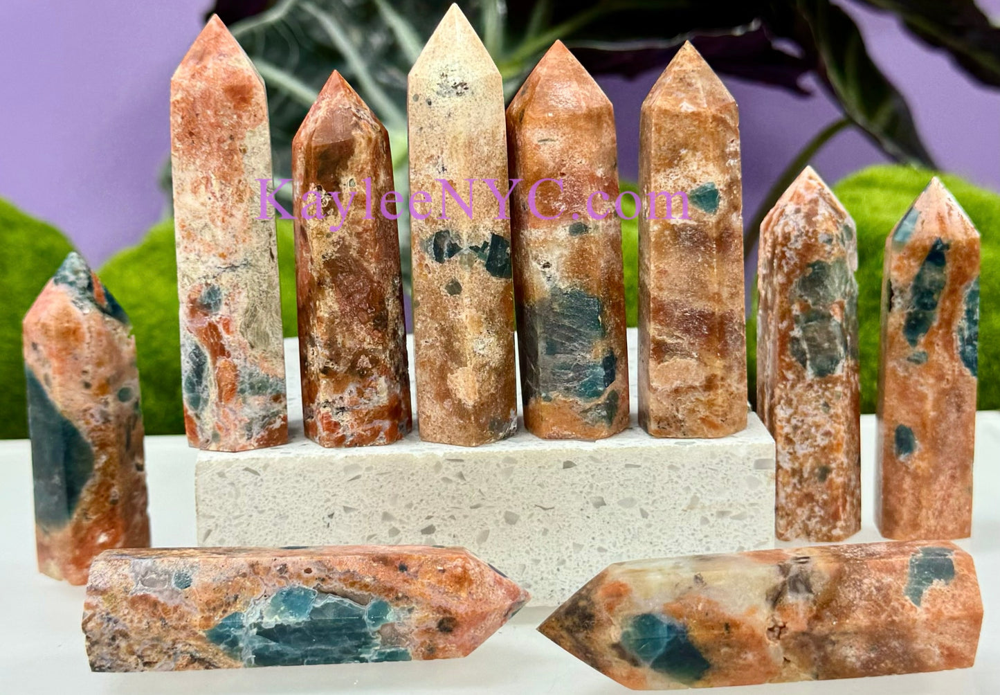 1 lb Natural Sunstone Apatite Obelisk Tower Crystals Healing Energy