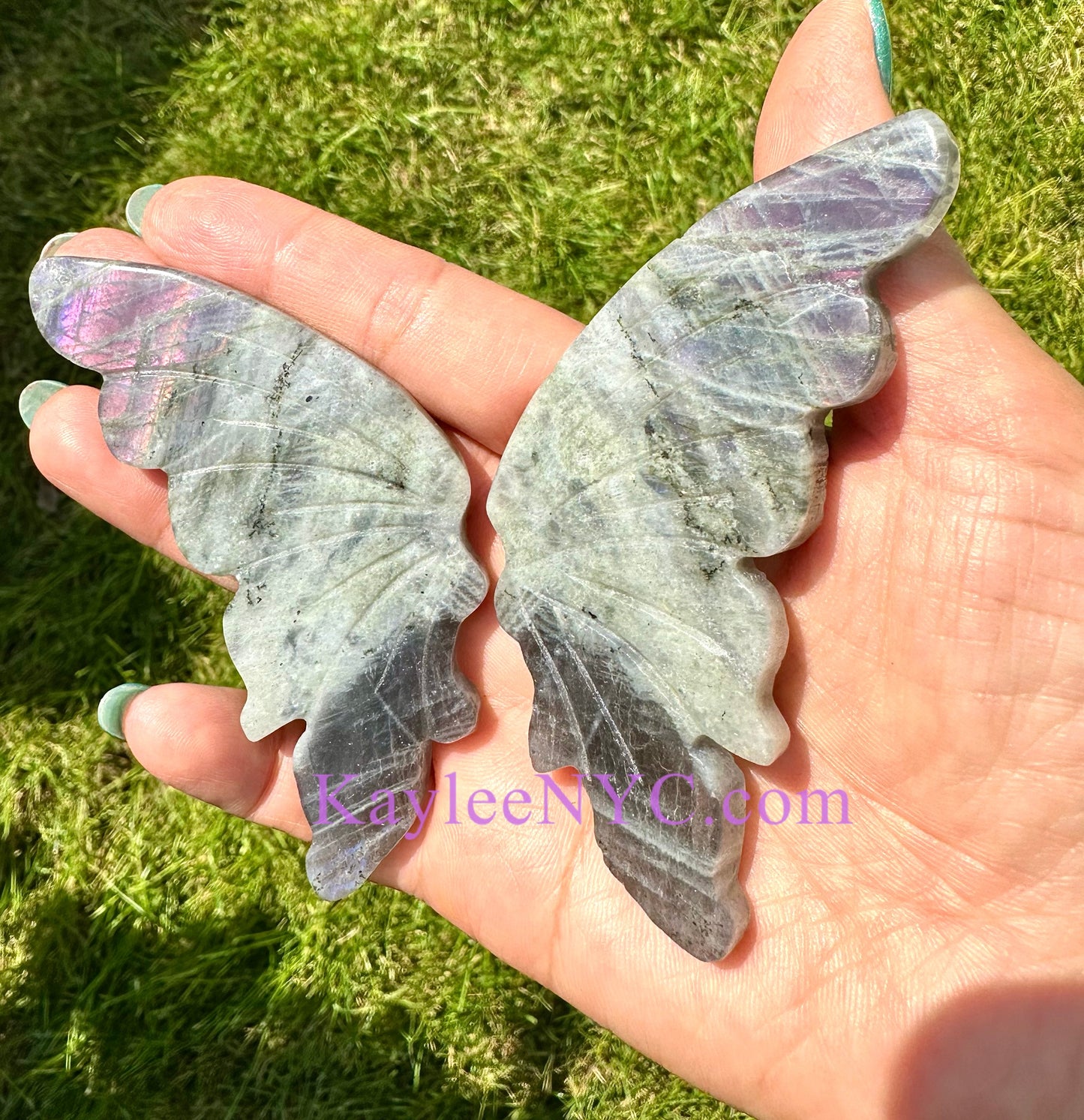 Wholesale Lot 4 PCs Natural Sunset Labradorite Crystal Butterfly w/stand Healing Energy