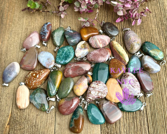 36 PCs Natural Ocean Jasper Crystal Pendant