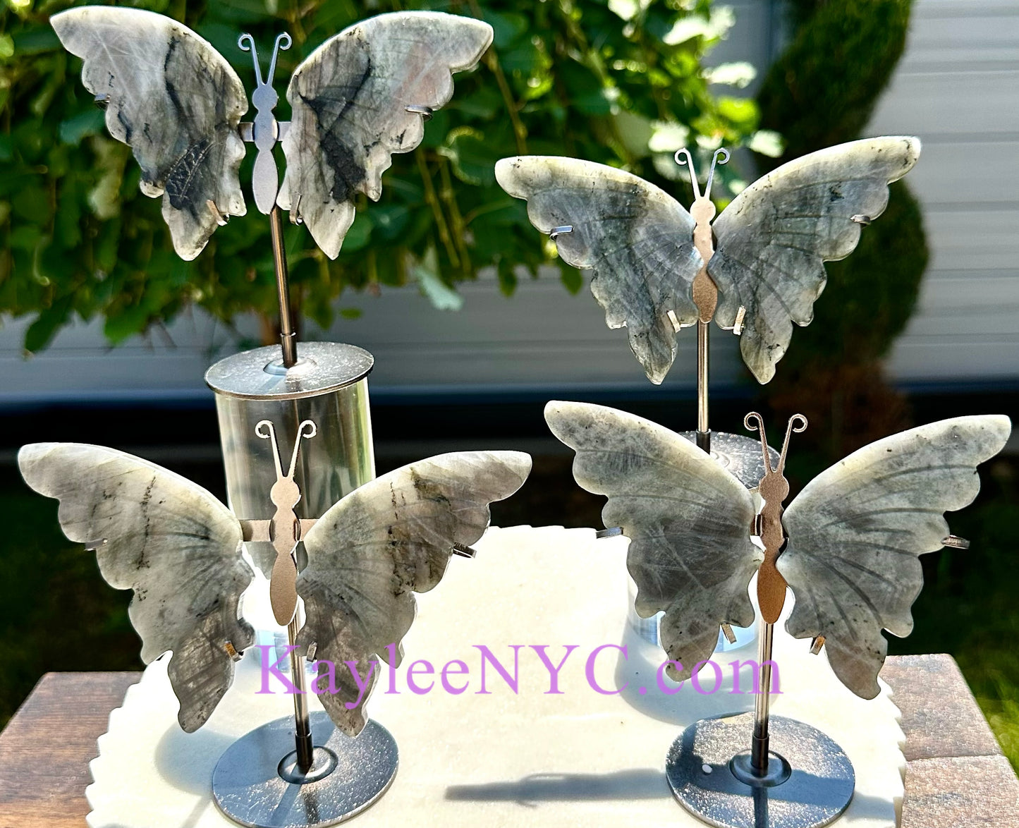 Wholesale Lot 4 PCs Natural Sunset Labradorite Crystal Butterfly w/stand Healing Energy