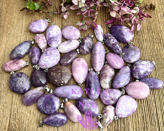 36 PCs Natural Lepidolite Crystal Pendant