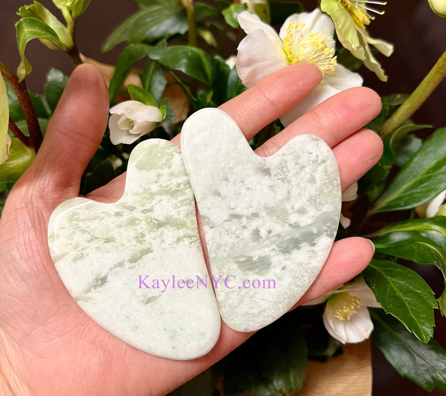 6 PCs Natural Jade Gua Sha Facial Massage Heart