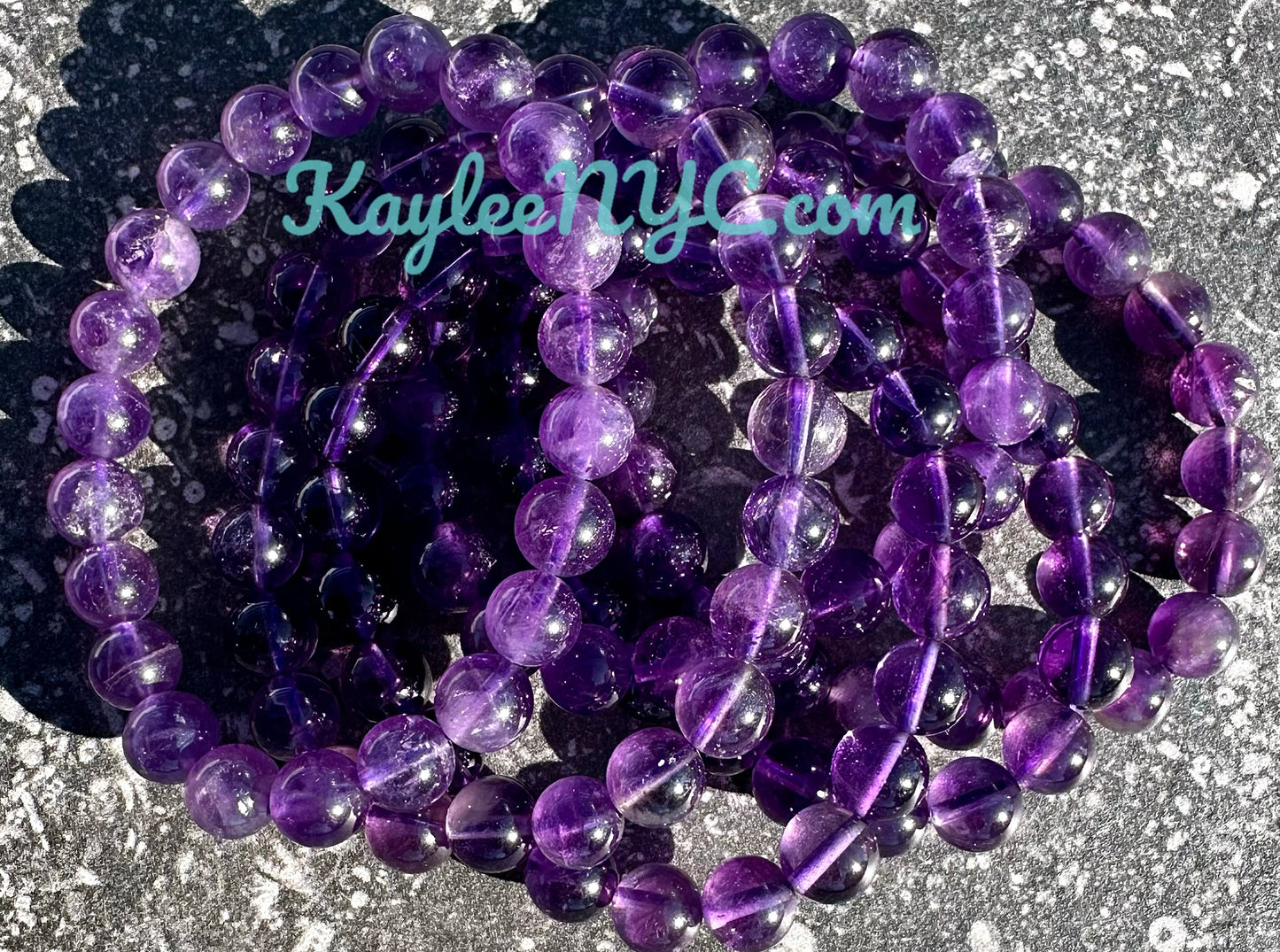 Wholesale 6 Pcs Natural Amethyst 7.8-8mm 7.5” Crystal Healing Stretch Bracelet