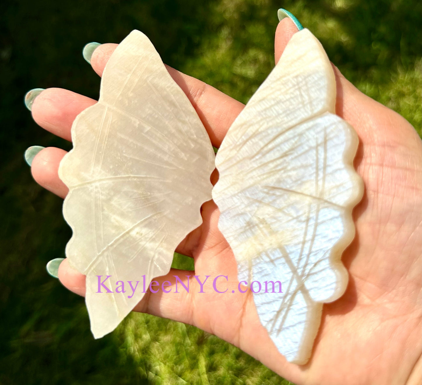 Wholesale Lot 4 PCs Natural Moonstone Crystal Butterfly w/stand Healing Energy