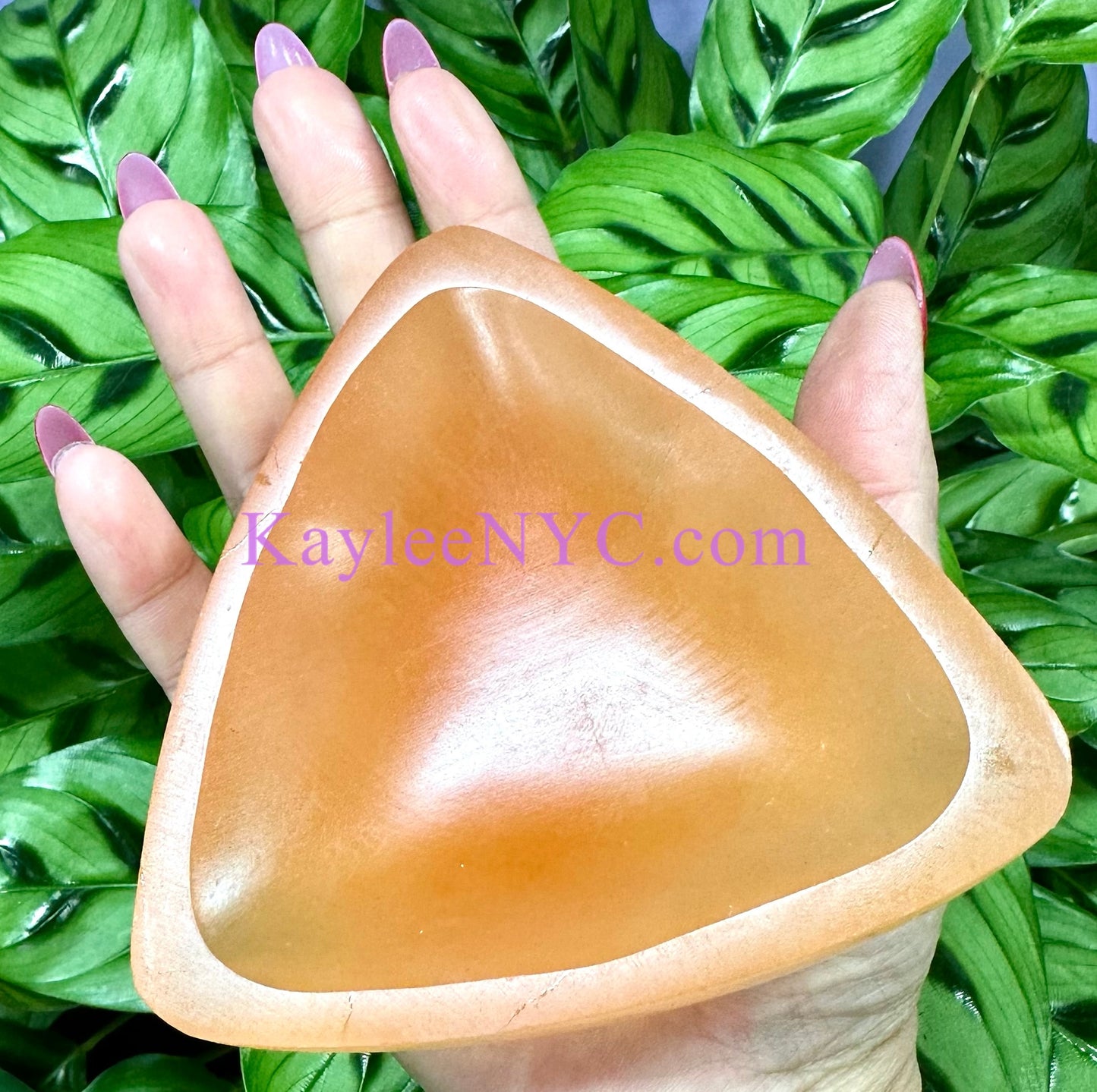 6 PCs large Natural Peach Selenite aka Satin Spar Triangle Bowl ~10cm