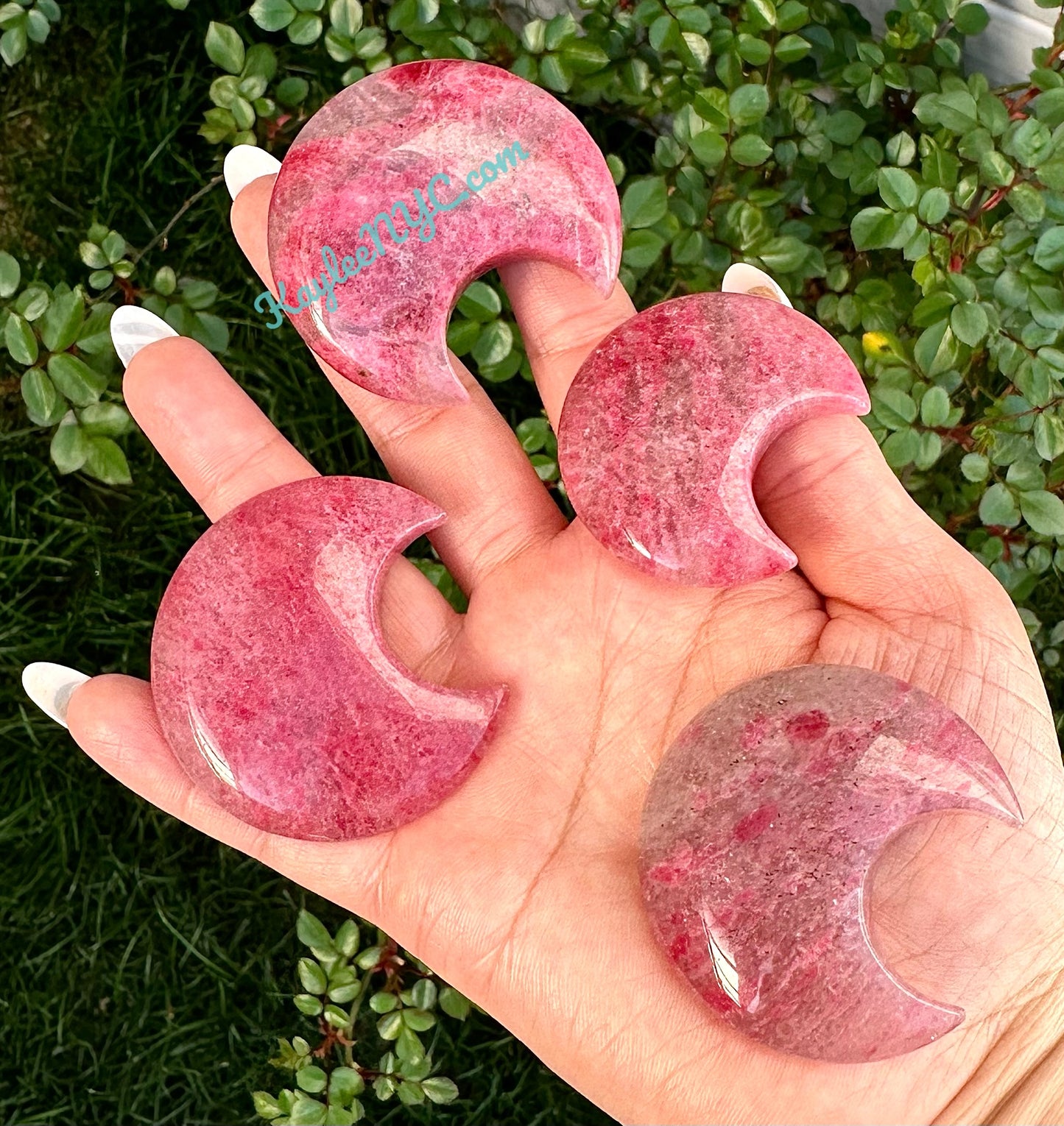 Wholesale Lot 1 lb Natural Sakura Cherry Blossom Rhodonite Crystal Moon