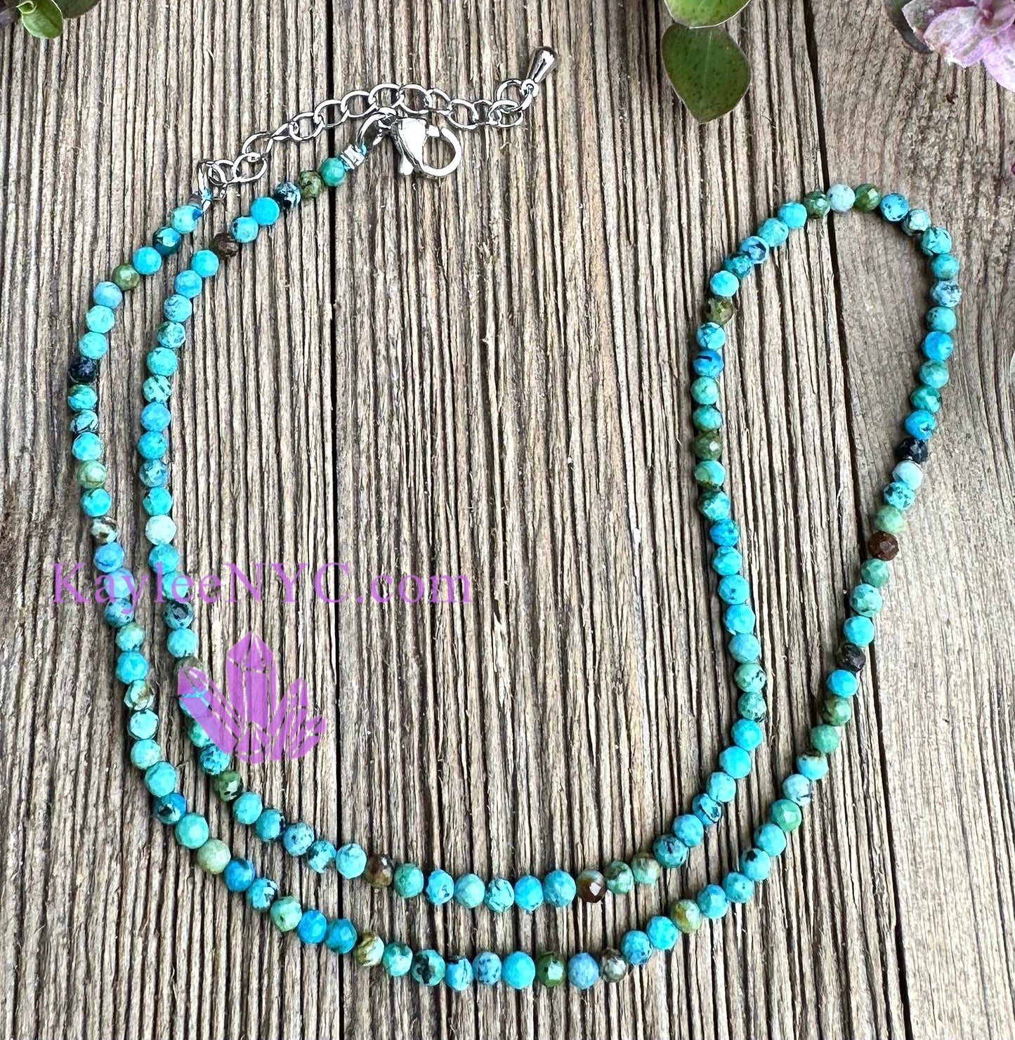 6 PCs 2mm Natural Turquoise Necklaces