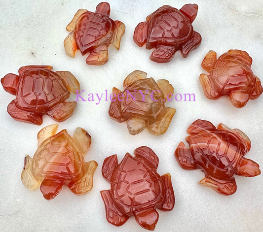 8 PCs 1.5” Natural Crystal Carnelian Turtles