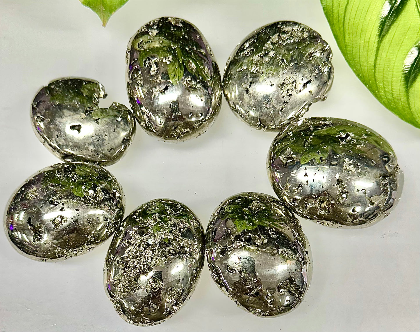 5-6 PCs Natural Pyrite Palm Stone