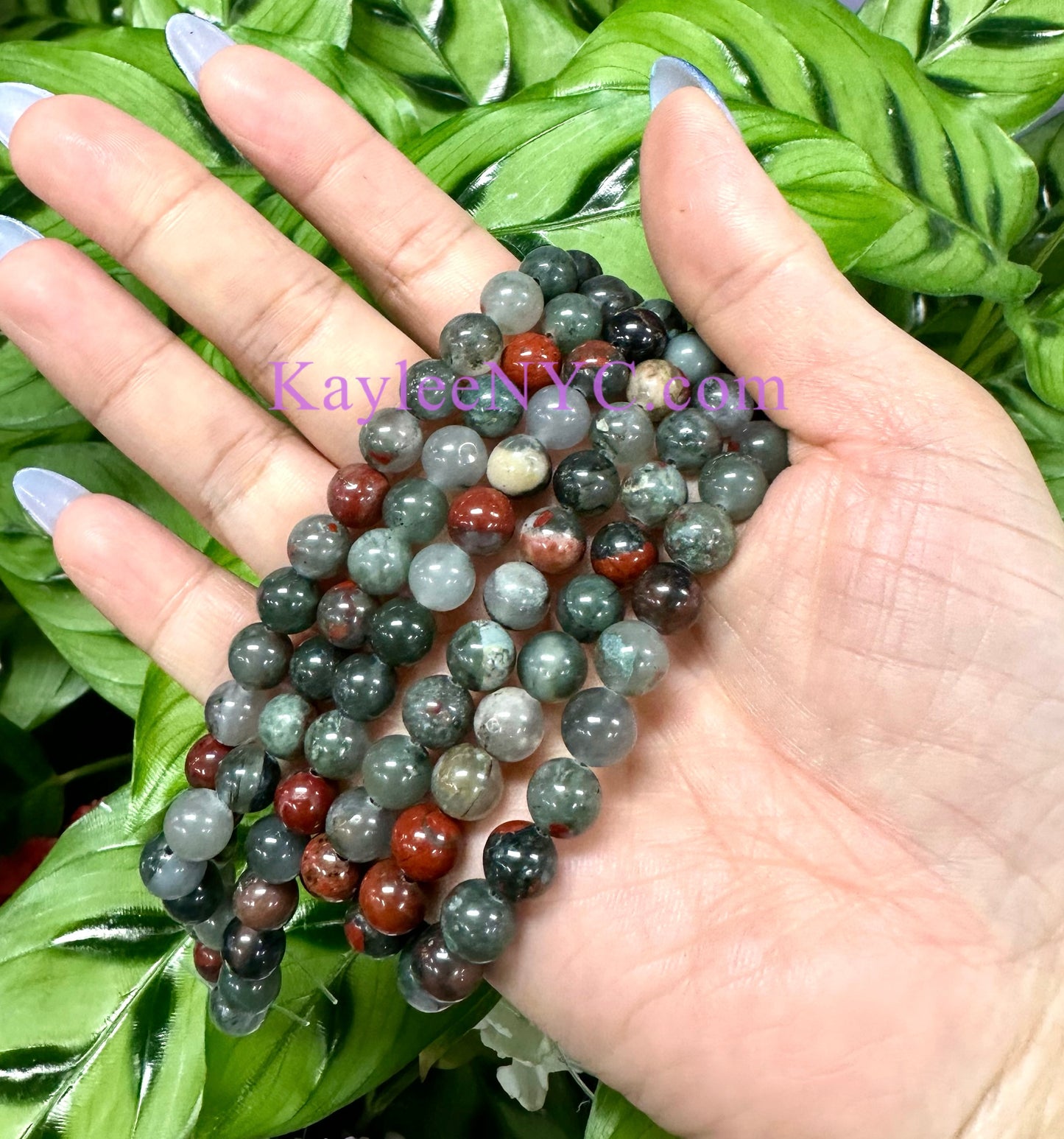 3 strands 8mm Natural Bloodstone Beads