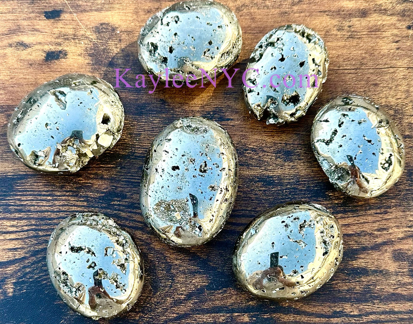 5-6 PCs Natural Pyrite Palm Stone