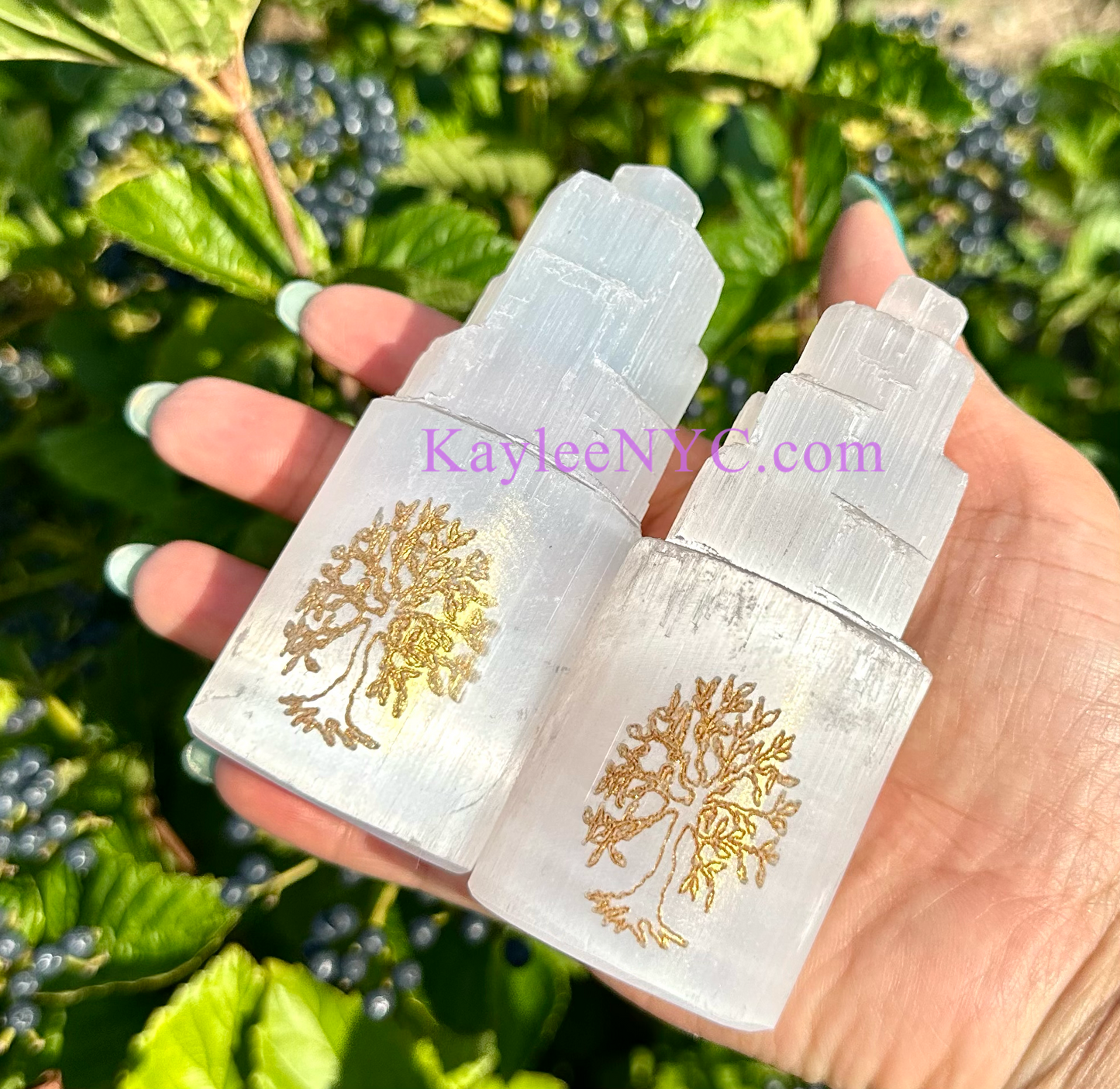 Wholesale Lot 6 pcs 10cm Natural Selenite aka Satin Spar Tree of Life Cylinder Crystal Healing Energy