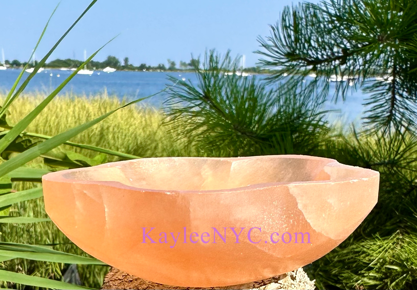 6 PCs Natural Peach Selenite aka Satin Spar Flower Bowl ~10cm