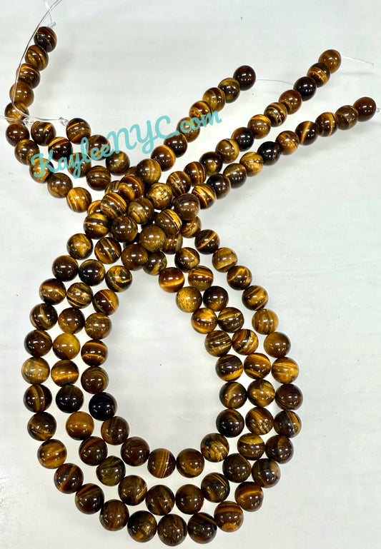 3 strands 8mm Natural Tiger Eye Beads Crystal Healing Energy