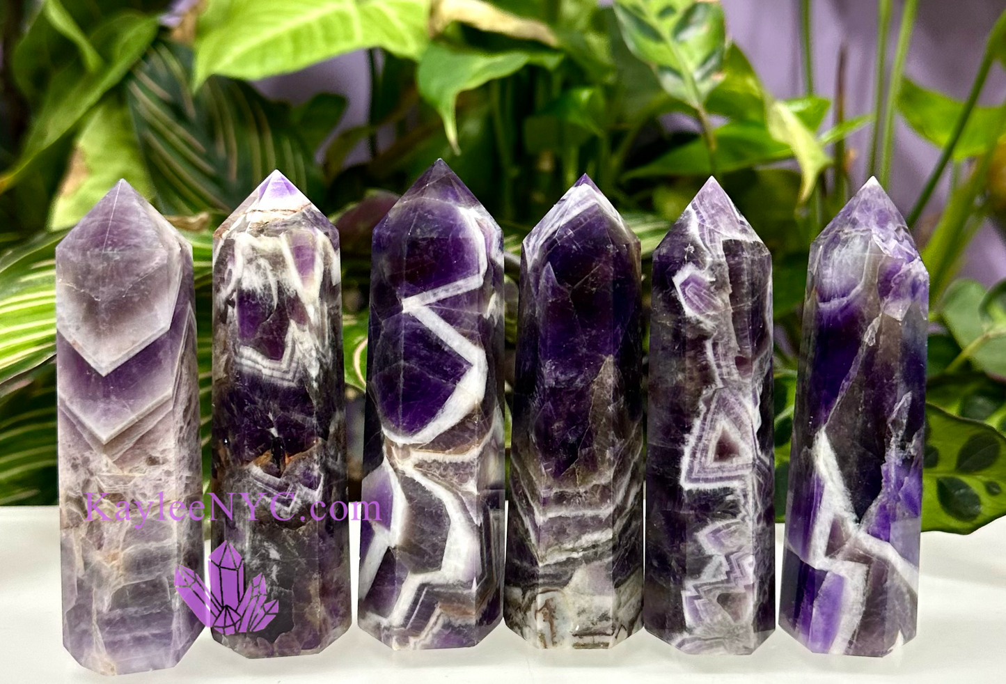 Wholesale Lot 1 Lb Dream Chevron Amethyst Obelisk Point Crystal Natural Energy