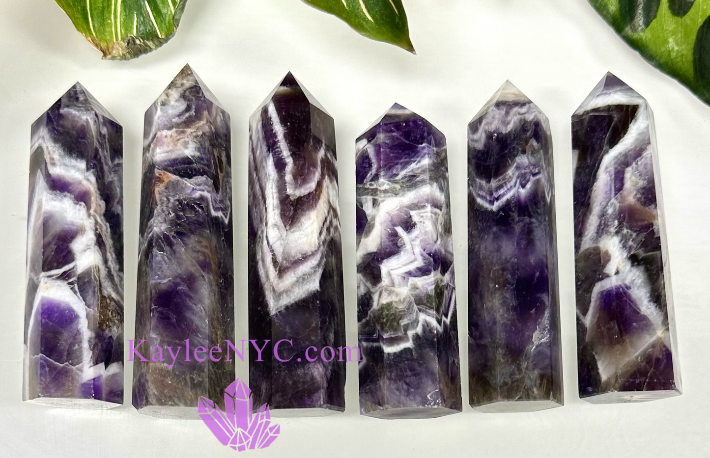 Wholesale Lot 1 Lb Dream Chevron Amethyst Obelisk Point Crystal Natural Energy