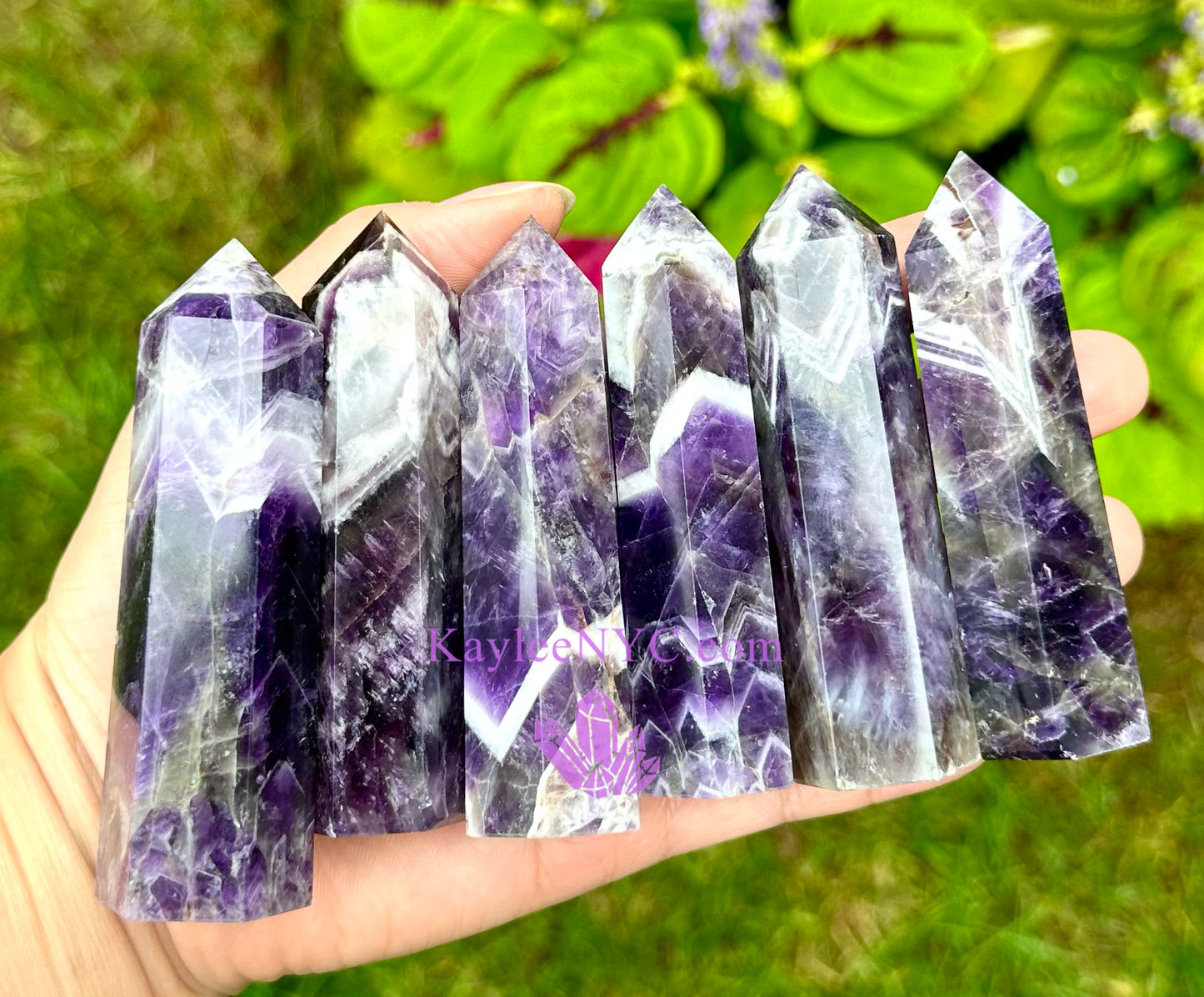 Wholesale Lot 1 Lb Dream Chevron Amethyst Obelisk Point Crystal Natural Energy