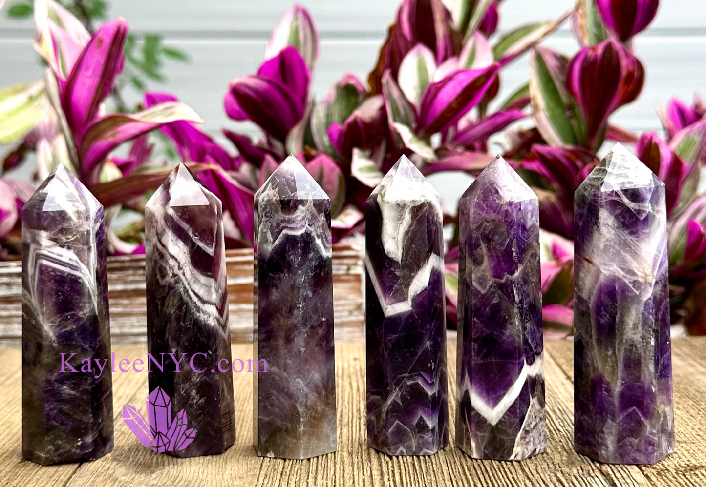 Wholesale Lot 1 Lb Dream Chevron Amethyst Obelisk Point Crystal Natural Energy