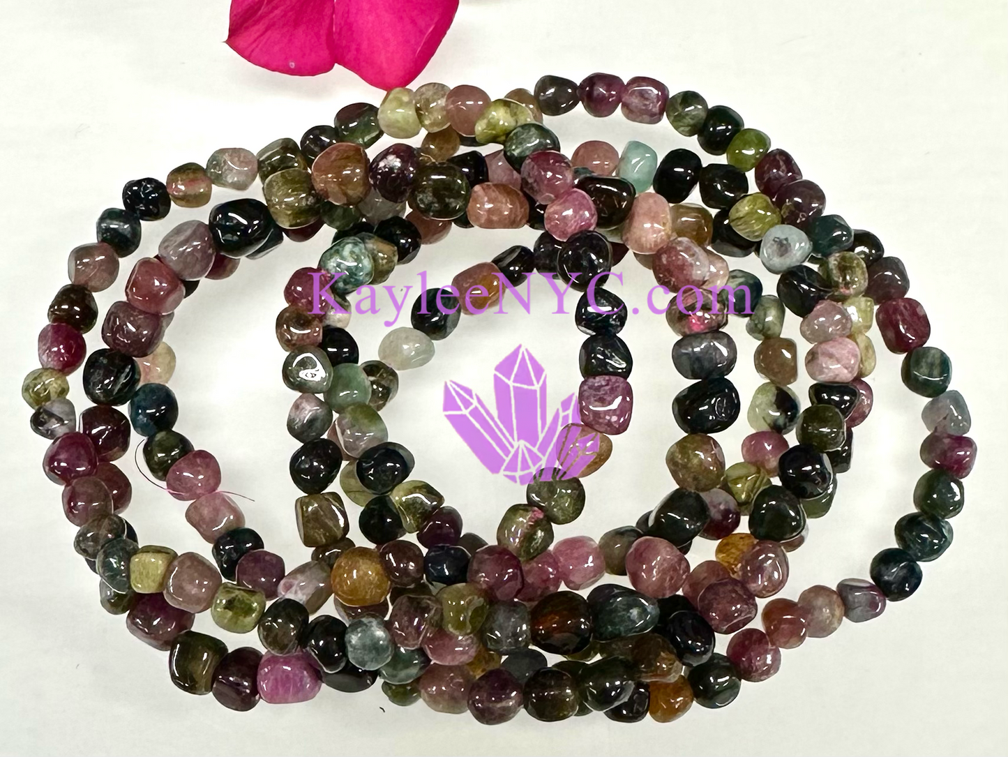 Wholesale 6 Pcs 7.5” Natural Tourmaline tumble Stretch Bracelet Crystal Healing Energy